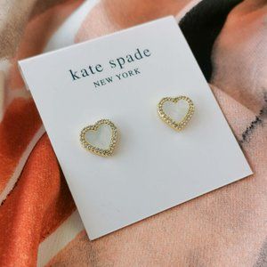 Kate Spade - Take Heart - Gold White Stud Earrings